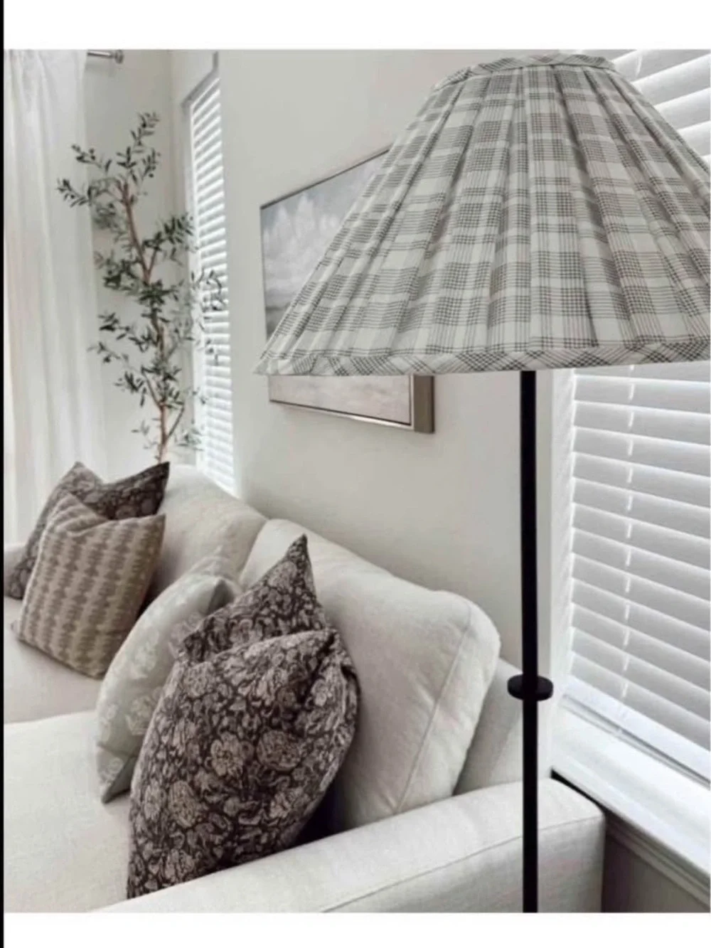 Studio McGee Metal Floor Lamp with green pleated shade